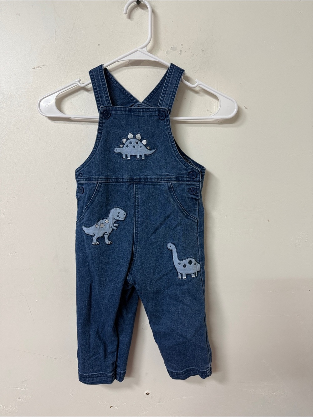 Children's Denim Dinosaur Overalls - Blue